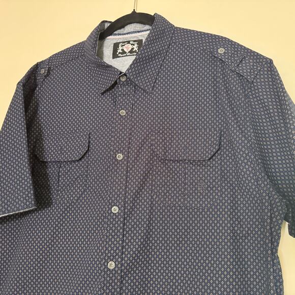Lions Crest by English Laundry Men’s Short Sleeve Shirt 2X Navy Blue - Picture 3 of 4